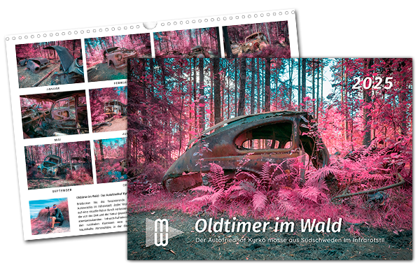 Kalender Autofriedhof in Infrarot